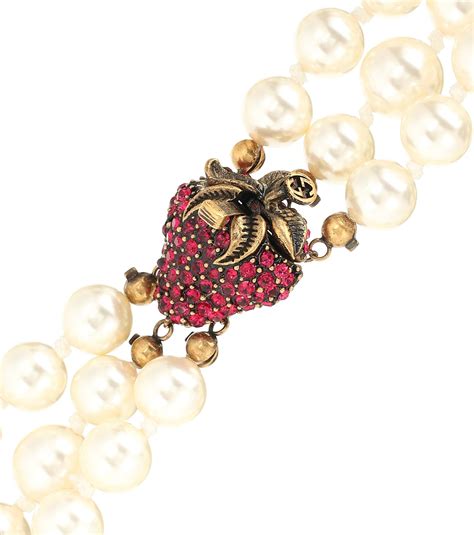 gucci pearl necklace replica|gucci strawberry necklace.